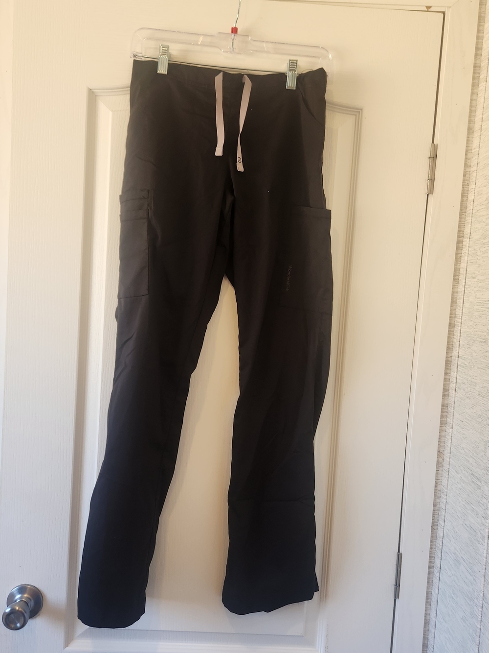 WonderWink Black Scrub Pants with Subtle Embroidered Logo XS EUC